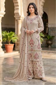 Ensemble Kurta Palazzo Georgette Premium Prêt-à-Porter Collection Designer Vêtements Ethniques Tenue de Fête et de Mariage pour Femme - Product Image 5