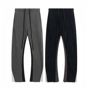 Pantalones Casuales de Hombre con Corte Acampanado y Dobladillo Abierto, Pantalones Deportivos de Alta Calidad con Cintura Elástica y Cordón, 100% Algodón - Product Image 3