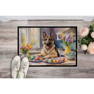 Nouveau extérieur et intérieur 18H X 27W antidérapant lavable Pile basse Pâques berger allemand paillasson pour entrée porte d'entrée décor - Product Image 2