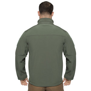 Veste en polaire vert olive pour homme, col montant, fermeture éclair, style vêtement de travail, coupe-vent, coque en polyester, pour l'automne - Product Image 2