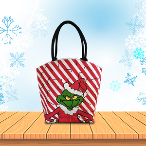 Bolsa de Compras de Lona Navideña de Uso Diario con Forro de Algodón y Diseño Sólido - Product Image 1