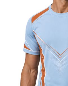 Camiseta Deportiva para Hombre Azul Cielo y Naranja, de Secado Rápido, Transpirable, para Gimnasio, Fitness, Running, Entrenamiento Atlético, Ropa Deportiva de Verano - Product Image 3