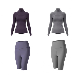 Ensemble de yoga 2 pièces confortable pour femme : short uni et haut de sport respirant à séchage rapide, taille haute, pour fitness et entraînement - Product Image 4