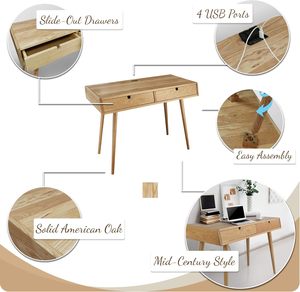 Mesa de Maquillaje Moderna de Madera de Roble Hecha en Vietnam para Dormitorio, Hotel o Villa, con Diseño Delicado y Estética Lujosa - Product Image 2