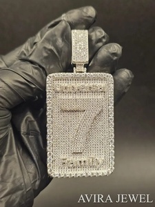Colgante de Plata de Ley 925 con Diamante Moissanita Genuino, Chapado en Oro Rosa, Estilo Hip Hop, Unisex, para Fiestas, con Certificado IDGL - Product Image 6