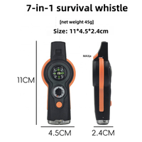 Sifflet de survie d'urgence 7-en-1 avec lumière LED, boussole, thermomètre et son plus fort. pour le camping, la randonnée, les activités de plein air.