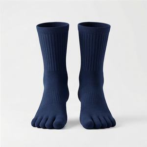 Chaussettes de yoga pour hommes en pur coton, mi-mollet, à cinq doigts séparés, fines, respirantes, pour Pilates, Barre, Danse, Fitness, Gym, couleur personnalisable - Product Image 1