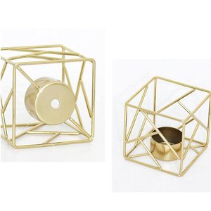 Support de bougie décoratif en métal moderne en forme de cube géométrique pour bougies chauffe-plat, idéal pour mariage, anniversaire, fête, centre de table à la maison - Product Image 4