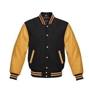Chaqueta Varsity para Hombre al por Mayor, Nueva Llegada, Diseño de Mangas Regulares, Diseño Totalmente Personalizado, Chaqueta Varsity Dorada Transpirable de PU - Product Image 1