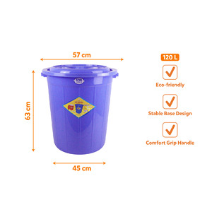 Large 120L Eco-Friendly Waterproof Plastic <b>Bucket</b> <b>Lid</b> Storage Container Water Storage Barrel Food Prep Bin Durable Easy Clean - Product Image 3