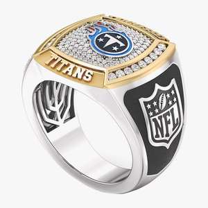 Tennessee Titans NFL Championship <b>Ring</b> 18K Gold Plated <b>Crystal</b> Pave Setting Men's Classic Shield Design - Product Image 1