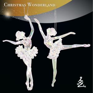 Vente chaude Décoration de Noël et du Nouvel An Boule acrylique scintillante plaquée argent clair avec flocons scintillants Ballerine 3D Ange Fée Ours Ornement - Product Image 1