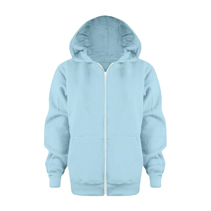 Sweat-shirt à capuche unisexe en polaire beige, fermeture éclair, avec poches, pour garçons et filles, coupe ample, pour enfants - Product Image 3