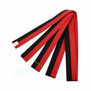 Black <b>Red</b> BJJ Belt 100% Polyester Durable Unisex Adult Martial Arts Wear Regular Fit Plain Dyed Breathable Durable Custom Colors - Product Image 3