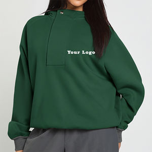 Sudadera con Capucha Corta Oversize para Mujer, Color Liso, Manga Larga, 100% Algodón Tejido Transpirable, Ideal para Otoño, Venta al por Mayor - Product Image 4