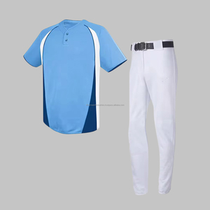 Venta al por mayor personalizado hombres Jersey de béisbol bordado botón uniformes de béisbol más tamaño transpirable conjuntos - Product Image 4