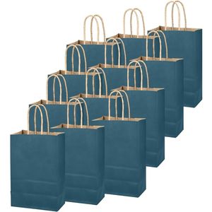 Confezione da 24 Sacchetti Regalo in Carta Blu Nk con Manici 21x15x8 cm, Sacchetti Solidi per Feste - Product Image 3