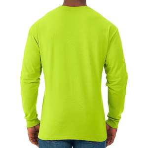 T-shirt à manches longues pour homme, coupe classique, bleu marine uni, 100% coton, décontracté, col rond, tissu tricoté, écologique, séchage rapide, respirant - Product Image 5