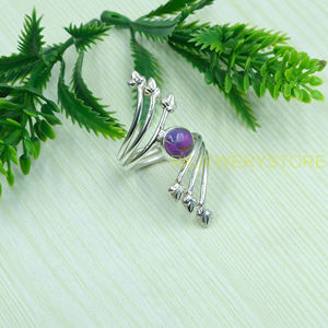 Bague en argent sterling 925 avec turquoise cuivrée naturelle, motif feuille et branche, faite à la main, pour femme, style bohème, bijou fantaisie unisexe - Product Image 6