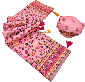 Pashmina Saree Lehenga de Alta Calidad para Bodas y Fiestas, Hermoso y de Gran Venta, 100% Seda Modal Rayón con Trabajo de Tejido Meenakari - Product Image 1