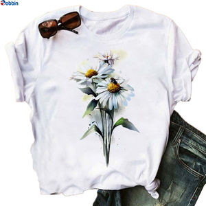 T-shirt blanc pour fille, T-shirt graphique, vêtements décontractés, T-shirt respirant d'été, T-shirt pour femme, modèle basique imprimé pour la Saint-Valentin - Product Image 3