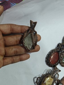 Handmade Copper Wire Wrapped Green Aventurine Pendant with Tree Design Boho Jewelry Wholesale - Product Image 5