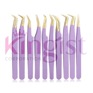 Ensemble de pinces à extensions de cils en acier inoxydable personnalisées avec étiquette privée, pointe pointue, prise diamantée à 90 degrés - Product Image 6