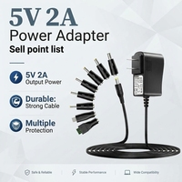 Adaptateur secteur 10W 5V 2A avec cordon de charge et embouts multiples pour tablette, webcam, routeur, jouets, enregistreur, boîtier TV, hub USB, haut-parleur Bluetooth