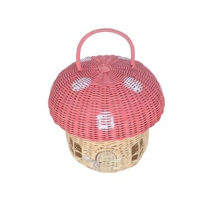 Mushroom Shaped Rattan <b>Storage</b> <b>Basket</b> With Handle Cute Home Decoration For Kids <b>Toy</b> Organizing - Product Image 4