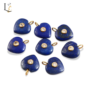 Pendentif Cœur Sculpté en Lapis Lazuli Naturel, Argent Sterling 925, Incrustation de Zircon, Breloque en Pierre Précieuse Lapis, Vente en Gros, Bijoux Fins en Gros - Product Image 4