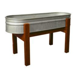 Bac ovale classique en acier galvanisé avec support pliable, refroidisseur de boissons et seau à glace en métal, pot de fleurs de ferme pour intérieur et extérieur, en promotion - Product Image 2