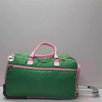 Sacs à roulettes Alpha Kappa Alpha, sac à roulettes de sororité, sac à roulettes grec, sac vert et rose, avec faible MOQ, style tendance, fermeture éclair
