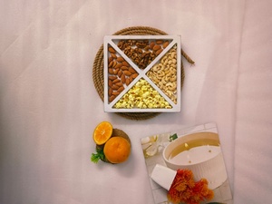 New Trendy Rectangular <b>Hand</b>-carved Natural Mango Wood Sectioned Dining Cheese Platter Snacks Serving Tray Tabletop Display - Product Image 5