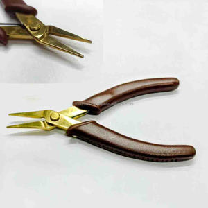 Needle Nose Pliers Jewelry Plating 5 Inch Stainless Steel Brown Grip Precision Beading <b>Wire</b> <b>Craft</b> Tool ZETOMED PRO for - Product Image 5