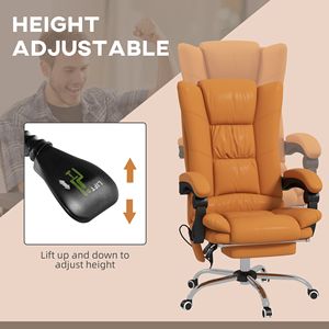 Sedia da Ufficio Direzionale con 4 Modalità di Vibrazione, Reclinabile, Altezza Regolabile, Girevole e in Pelle PU Marrone Chiaro per Casa e Palestra - Product Image 5