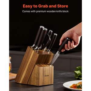 Juego de Cuchillos de Cocina de Acero Inoxidable con Alto Contenido de Carbono de 15 Piezas, Bloque de Madera Premium, Mango Ergonómico, Cubiertos Resistentes al Óxido para el Hogar - Product Image 6