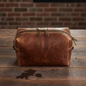 Wholesale premium leather Toiletry Bag Men's Shaving Bag Vintage Leather Organizer Toiletry Wash Mens Bag for Travelers - Product Image 3