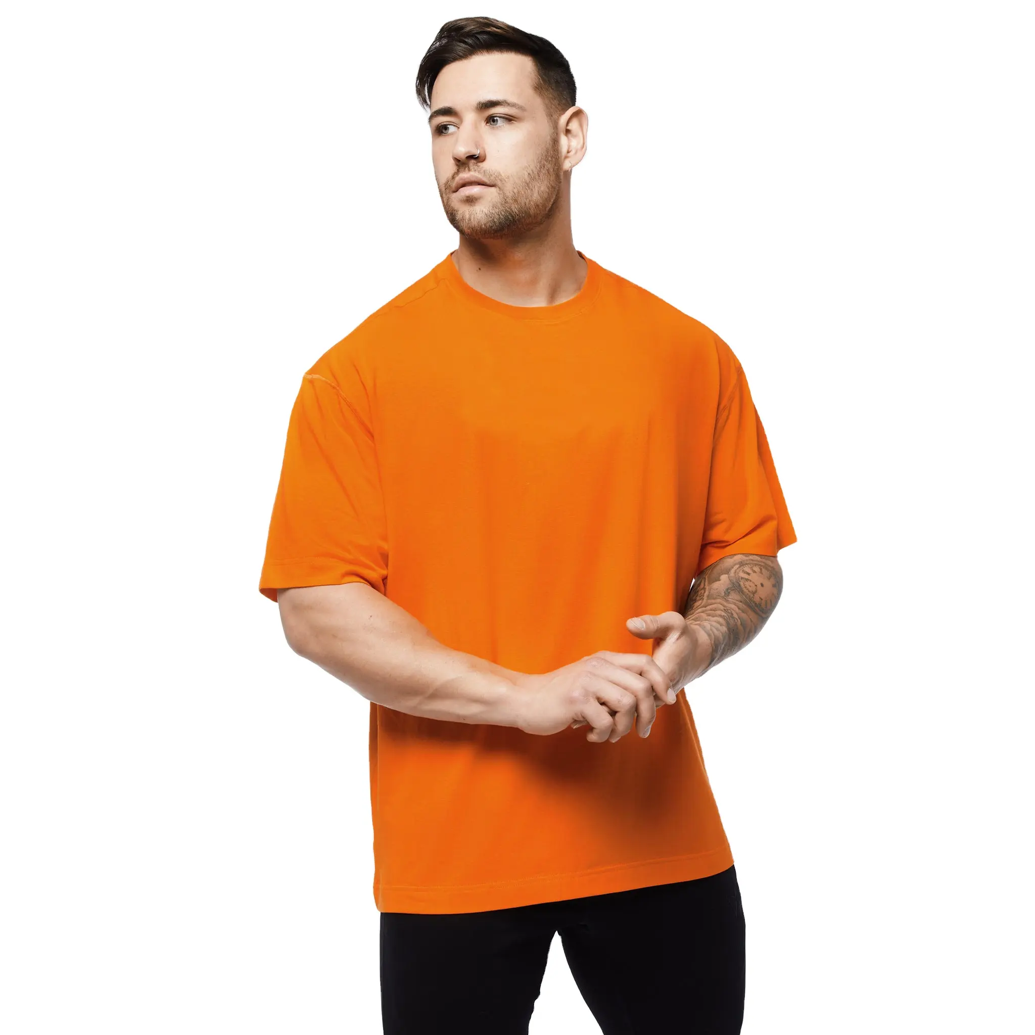 Kaus Ukuran Besar Katun 100% Tidak Gratis Sampel/Ukuran Campur Warna Kaus Kustom Cetak Logo Pria/Kaus Jatuh