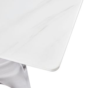 Piano Tavolo in Vetro Temperato con Venature di Marmo Bianco 180x100 cm, Adesivo Bianco Sostitutivo per Tavolo da Pranzo (Solo Piano Tavolo) - Product Image 2