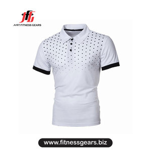JUST FITNESS GEARS เสื้อโปโลแขนสั้นลายทางสีเขียวขาวสำหรับผู้ชาย ทรงลำลอง ถักทออย่างดี - Product Image 3