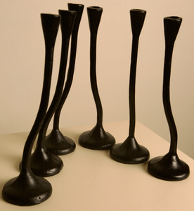 Ensemble de porte-bougies coniques modernes en métal noir, support décoratif pour bougies de table, décoration minimaliste pour mariage, dîner, maison - Product Image 4