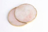 Sous-verres en tranche d'agate de quartz rose à bord argenté, pierre précieuse, décoration d'intérieur, qualité supérieure, poli, toucher réel, métaphysique MUNTAHA