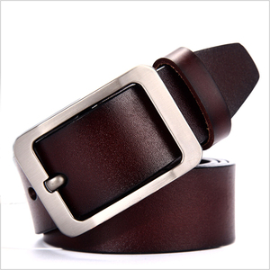 Cinturón Formal de Cuero Genuino Marrón Sólido con Hebilla Rectangular Plateada de Piel de Vaca, Cinturón de Vestir Duradero para Hombre - Product Image 2