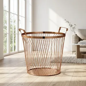 Metal Wire Storage Basket with Handles <b>Decorative</b> Multipurpose Organizer Basket <b>for</b> Kitchen Living <b>Room</b> Bedroom <b>Laundry</b> Home - Product Image 3