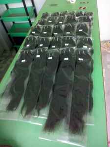 Extensions de cheveux humains vierges indiens avec fixation par clips et fusion, trame simple, 100g, style noir permanent, emballage - Product Image 2