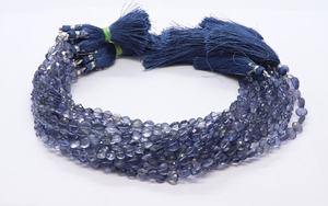 Cuentas de Iolita Natural AAA, Forma de Corazón Facetado, 5 a 6 mm, Cuentas de Iolita Facetadas de 10 Pulgadas, Perforación Recta - Product Image 3