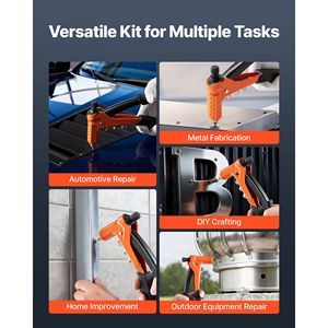 Kit di utensili Rivnut da 9 pollici per uso con una mano, con 8 mandrini e punta a gradini per 80 dadi (metrici e SAE) - Product Image 6