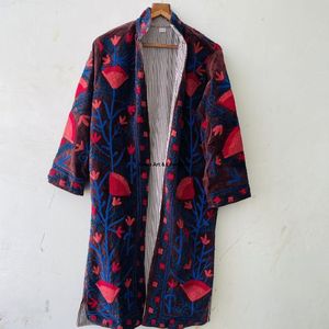 Chaqueta de algodón Suzani hecha a mano en India, chaqueta corta bordada a mano, abrigo unisex, chaqueta corta Suzani hecha a mano - Product Image 4