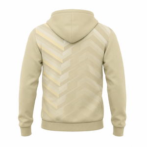Sweat-shirt à capuche beige personnalisé, motif géométrique en chevron, unisexe, streetwear décontracté - Product Image 2