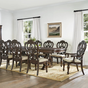 Solid Teak Wood Carved <b>Dining</b> <b>Chair</b> Classic Vintage Style Elegant Upholstered Seat Luxury Restaurant Hotel Furniture - Product Image 6